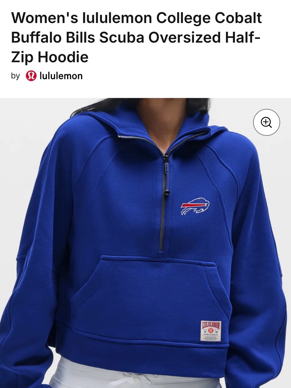 Lululemon College Cobalt
Buffalo Bills Scuba Oversized Half-Zip Hoodie ✨ NWT